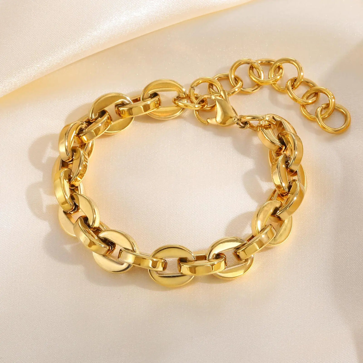 Women's Gold Stainless Steel Link Chain Bracelet