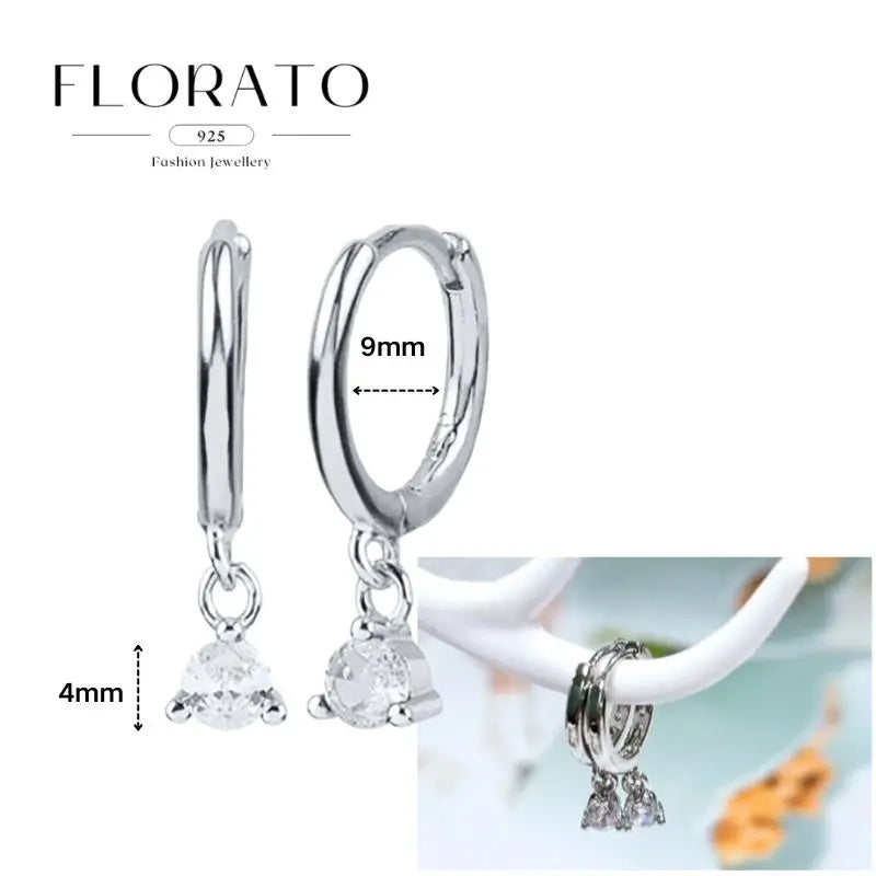 Sterling Silver Butterfly Pendant Hoop Earrings