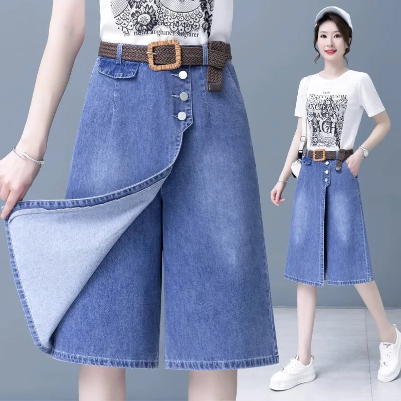 Women's High-Waist Wide-Leg Cropped Jeans