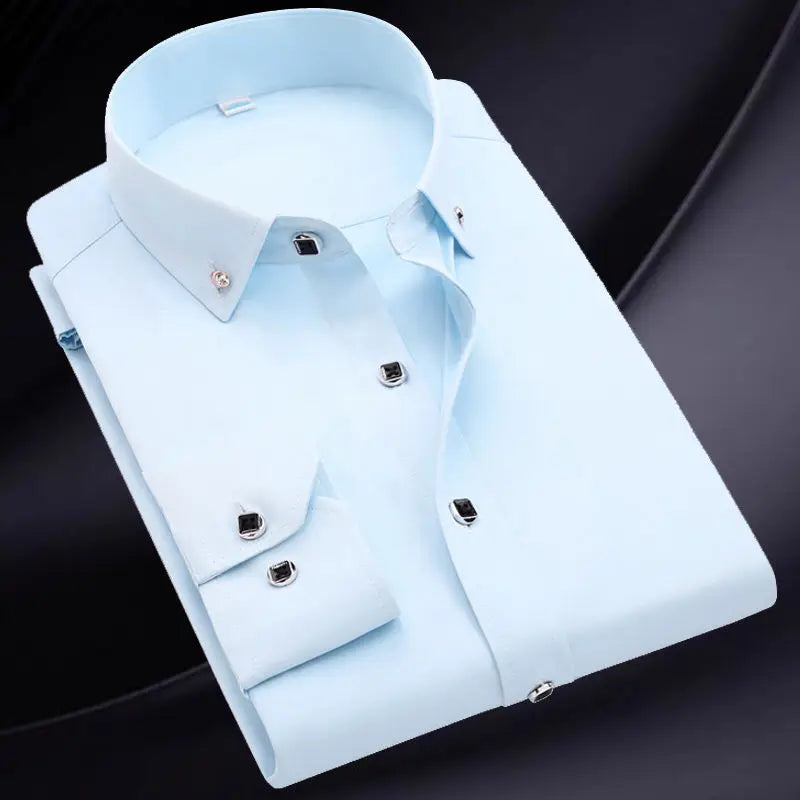 Men's Solid Blue Button-Down Shirt