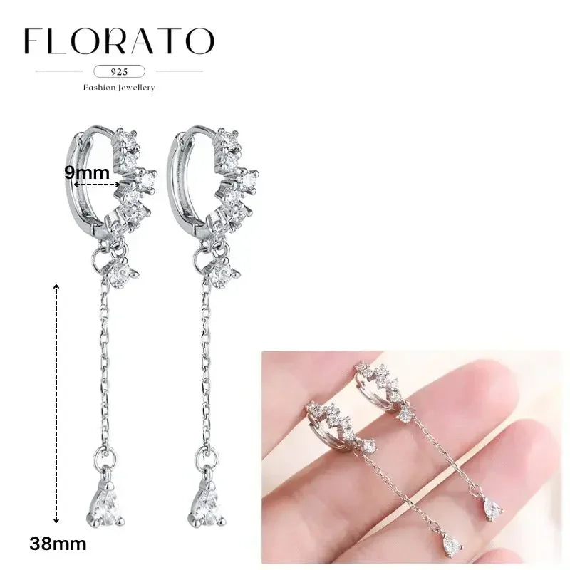 Sterling Silver Butterfly Pendant Hoop Earrings
