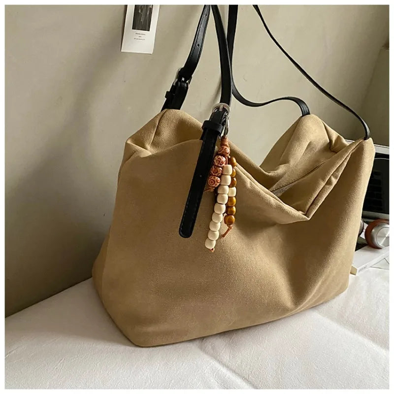 Women's Solid-Color Canvas Tote Bag
