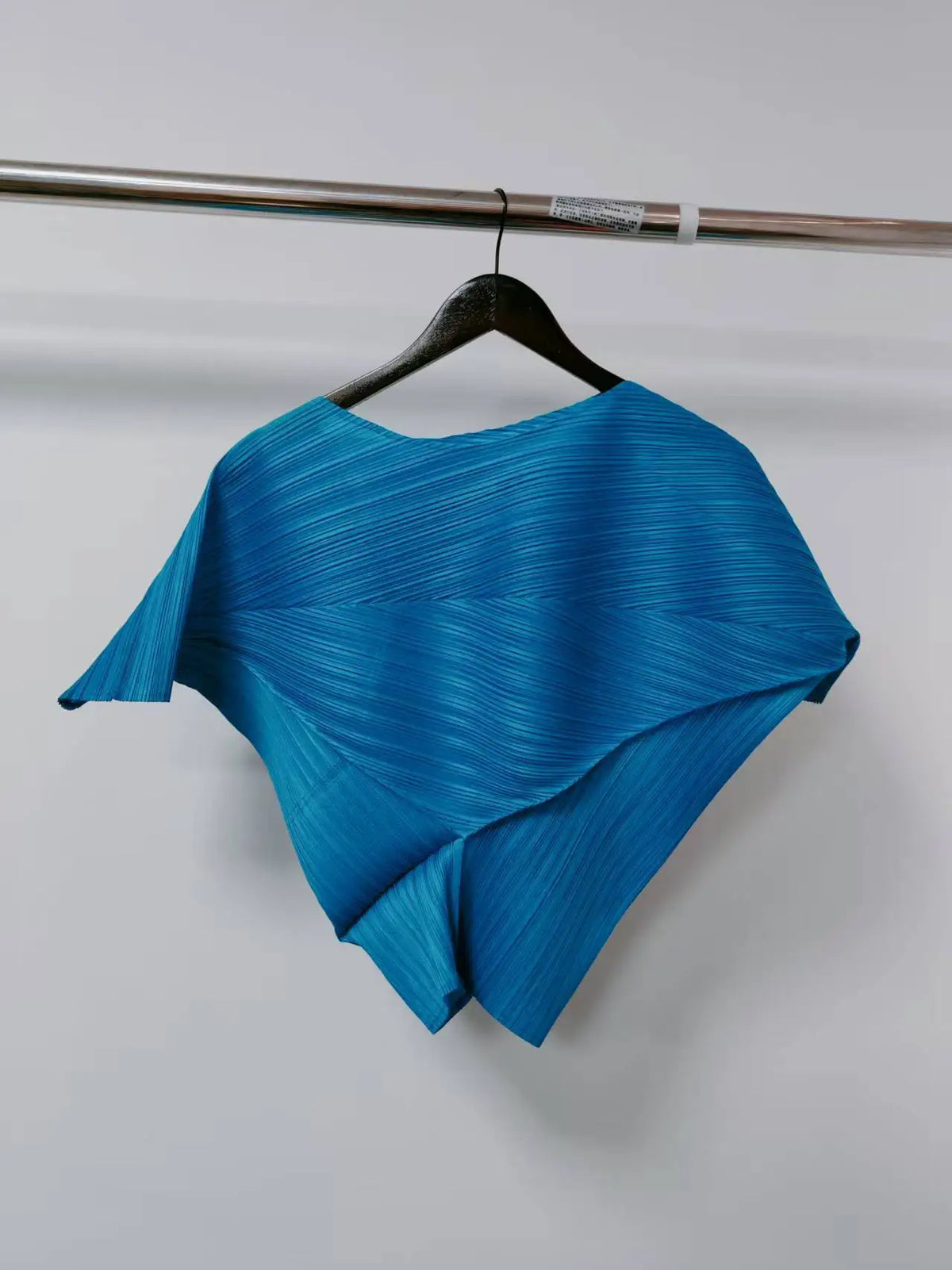 Cyan Pleated Asymmetric Top
