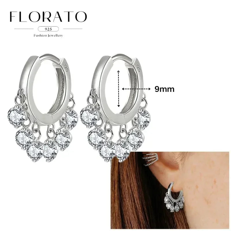 Sterling Silver Butterfly Pendant Hoop Earrings