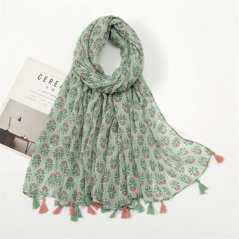 Aztec Floral Tassel Shawl Wrap