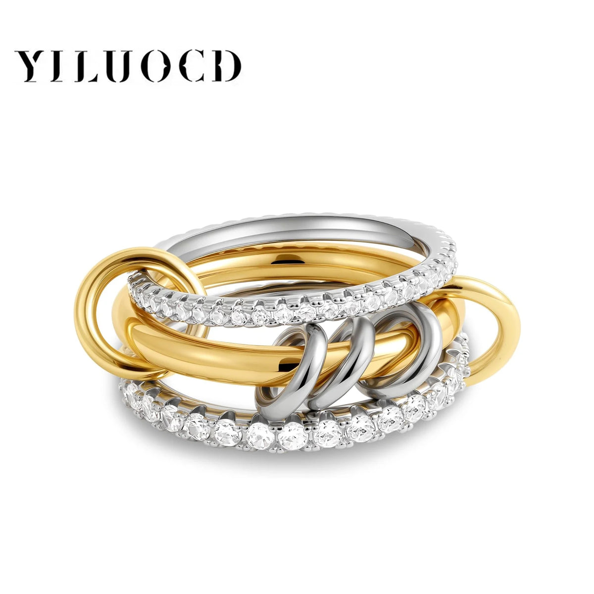 Women's 18K Gold-Plated Stackable CZ Ring Set
