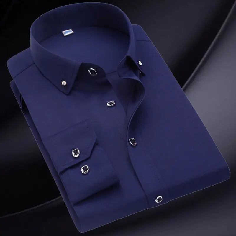 Men's Solid Blue Button-Down Shirt