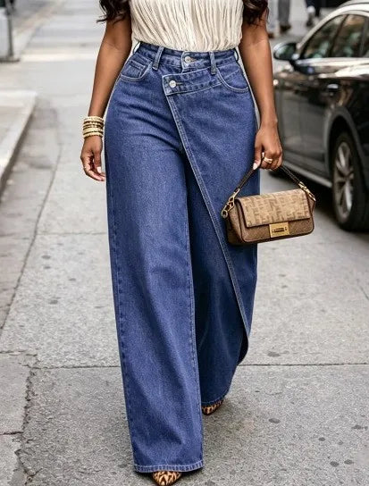 Women's High-Waist Wide-Leg Wrap Jeans