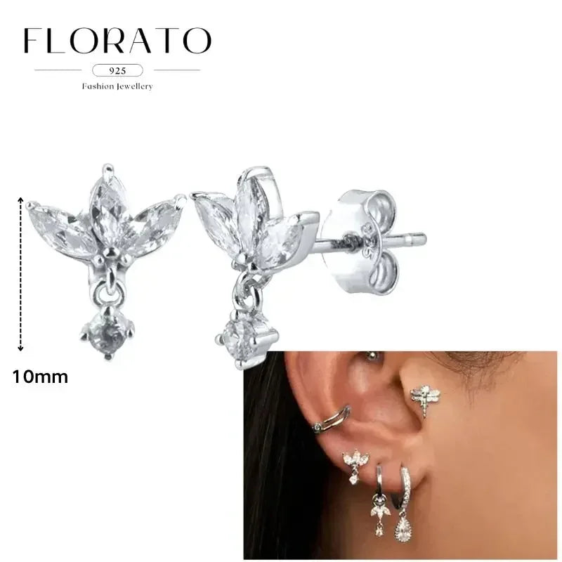 Sterling Silver Butterfly Pendant Hoop Earrings