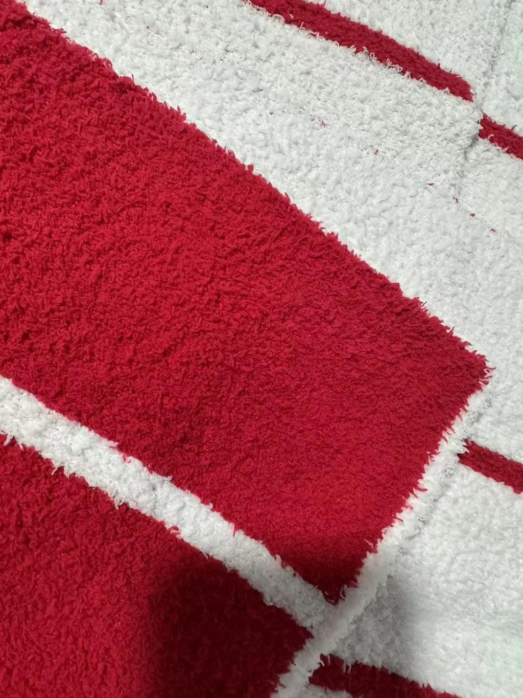 Women's Red & White Striped Hooded Plush Robe