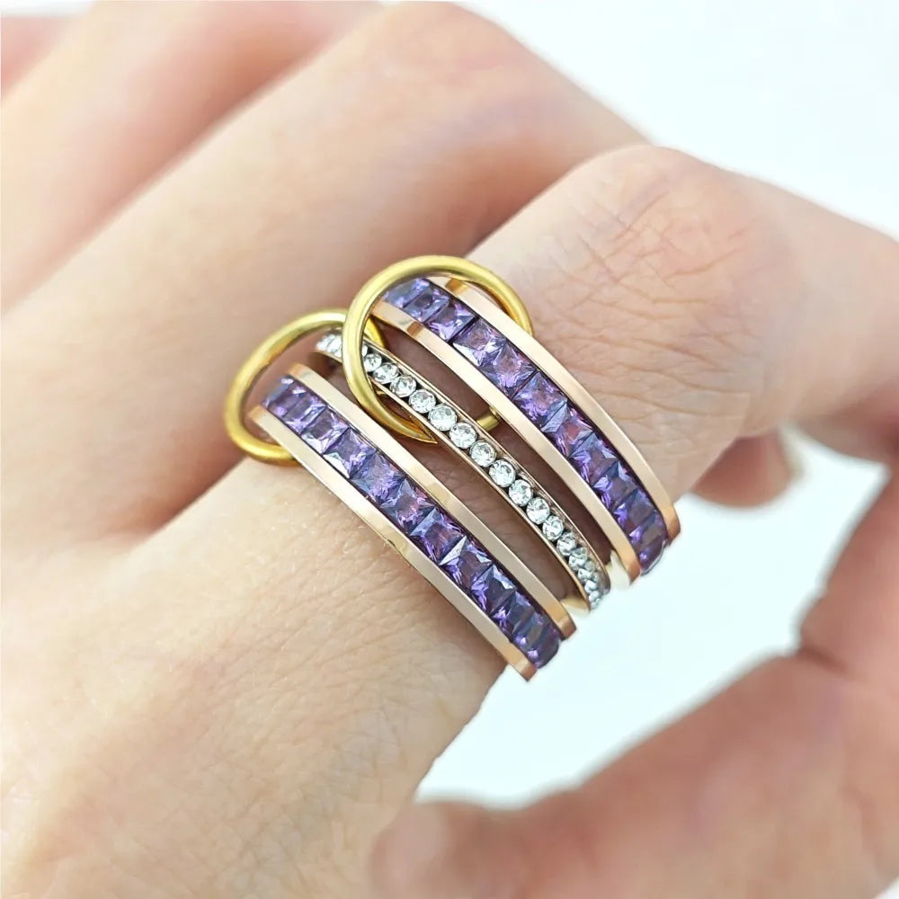 Women's Multi-Layer Full-Zirconia Stackable Ring