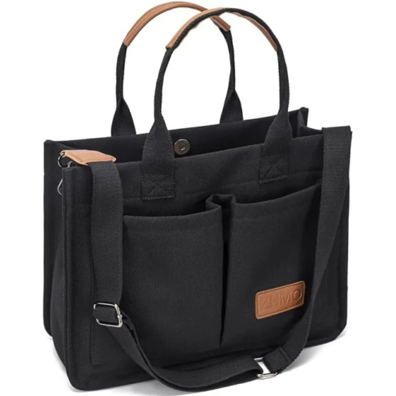 Women's Canvas Shoulder Bag with Zipper