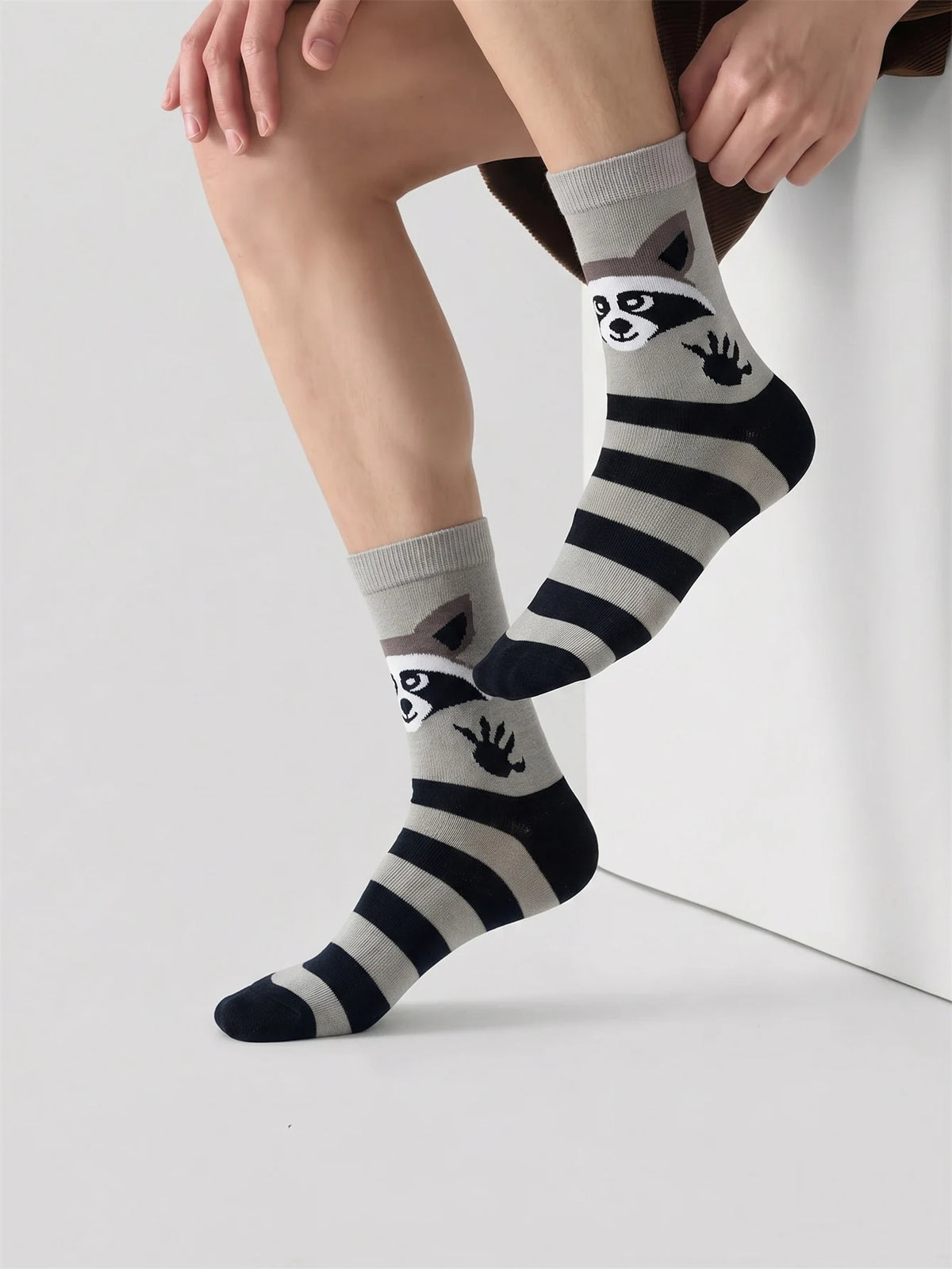 Men's Cute Raccoon Crew Socks