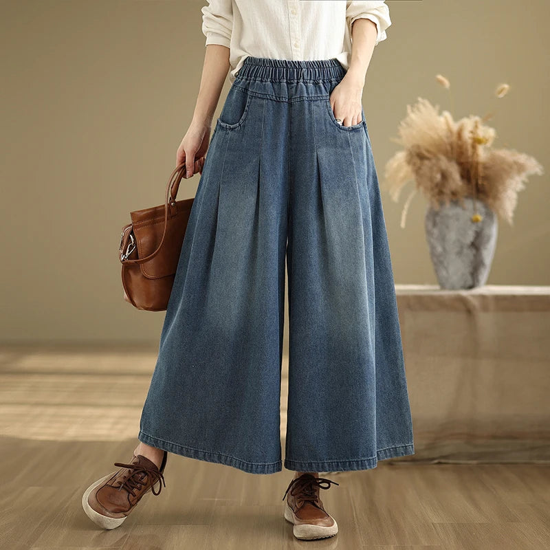 Women's Elastic-Waist Straight-Leg Ankle Jeans