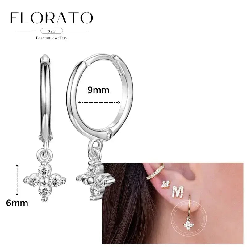 Sterling Silver Butterfly Pendant Hoop Earrings