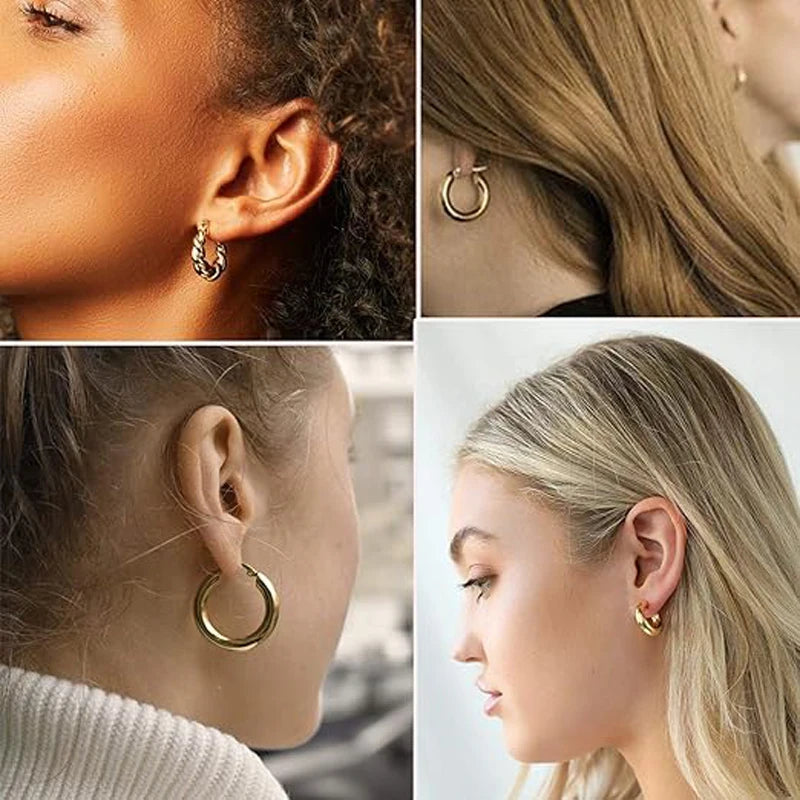 Women's Gold Hoop & Pearl Earring Set – 24 Pairs Variety Pack