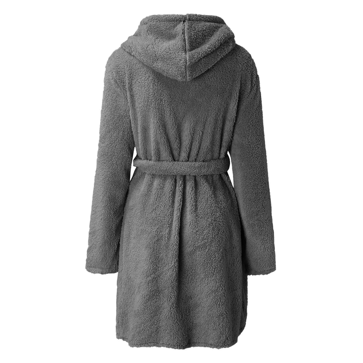 Women's Hooded Fluffy Plush Bathrobe