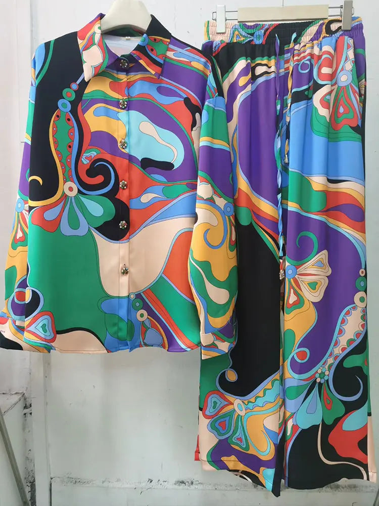 Women's Abstract Print Two-Piece Set