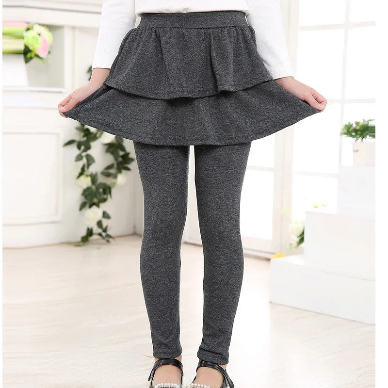 Girls Leggings with Skirt Overlay