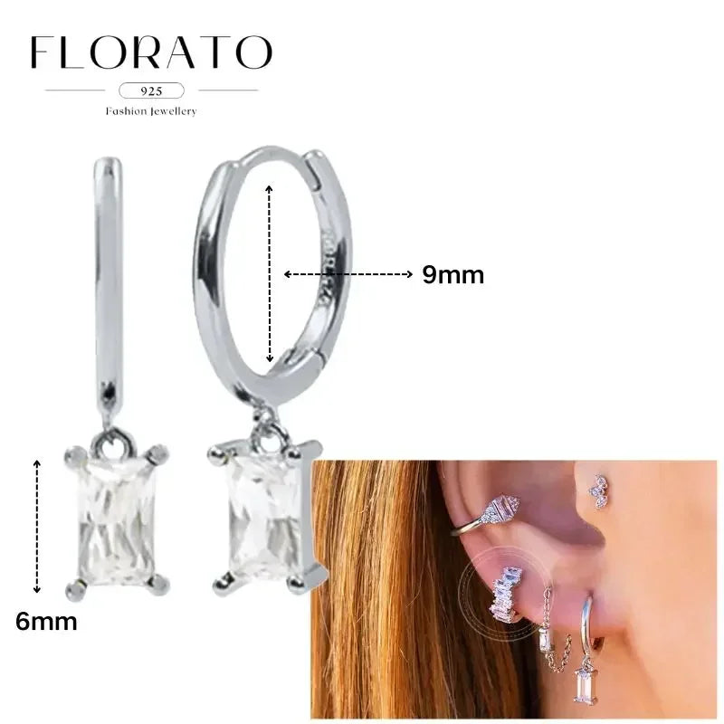 Sterling Silver Butterfly Pendant Hoop Earrings