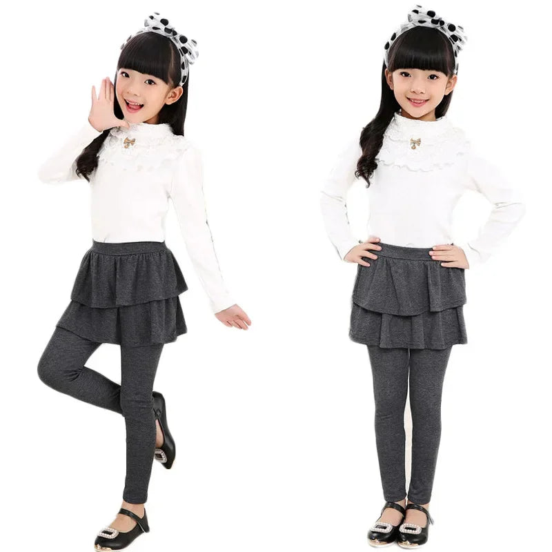 Girls Leggings with Skirt Overlay