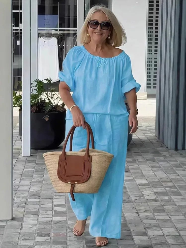 Women's Loose Drawstring Two-Piece Set