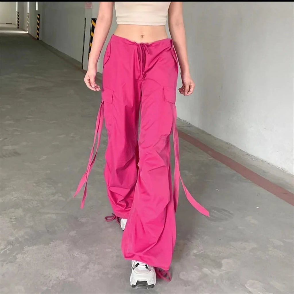 Women's Red Cargo Joggers