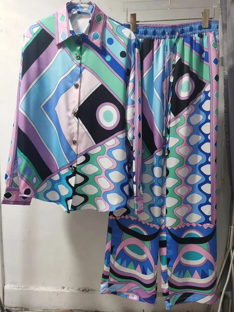 Women's Abstract Print Two-Piece Set
