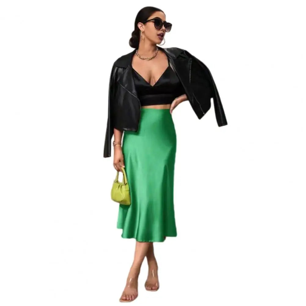 Women's Satin Fishtail Midi Skirt