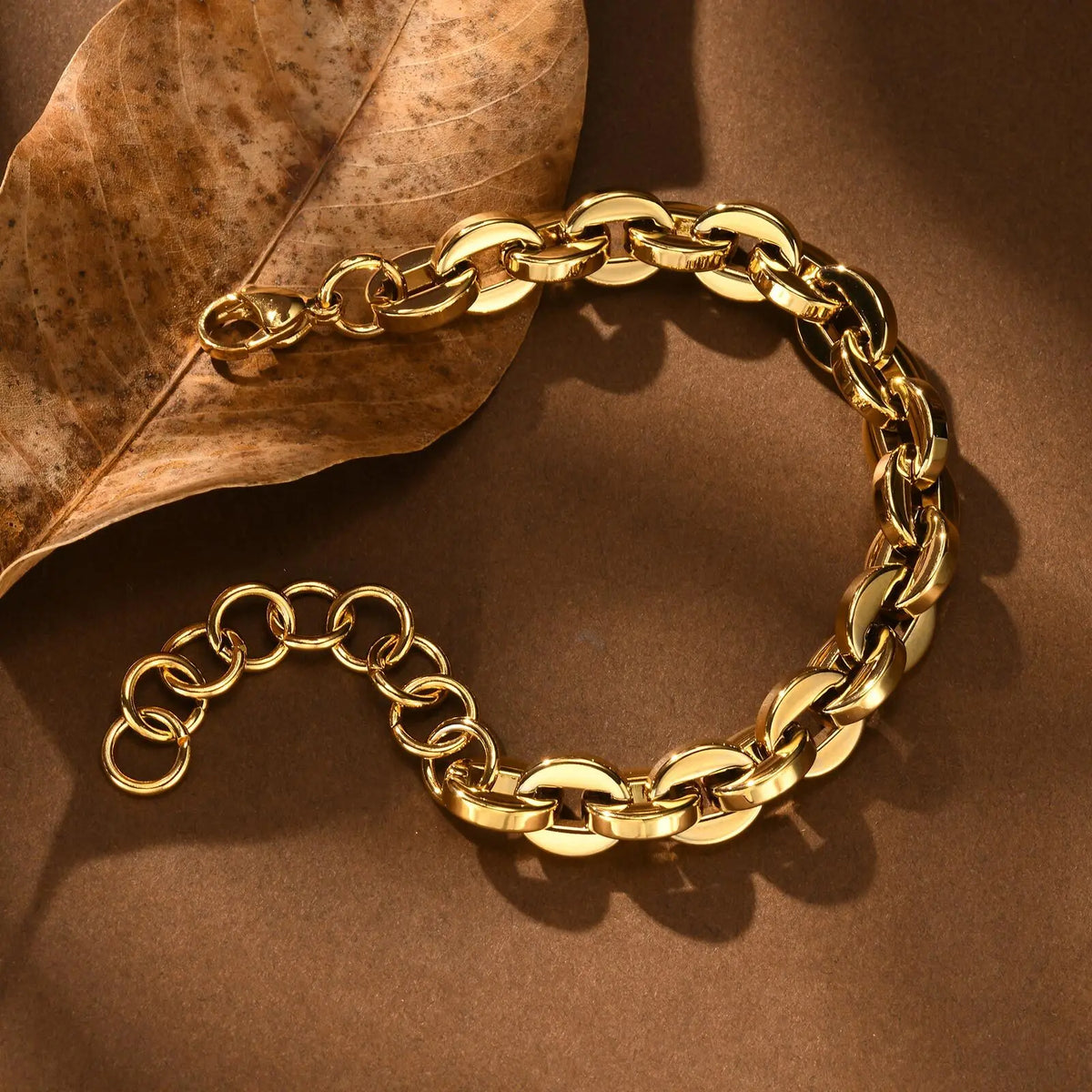 Women's Gold Stainless Steel Link Chain Bracelet