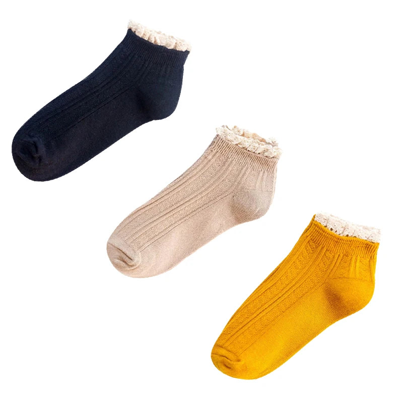 Women's Solid Lace Ruffle Socks, 4-Pack