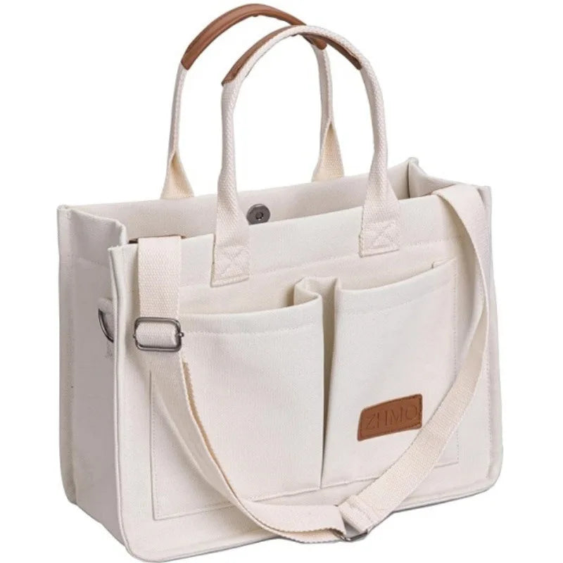 Women's Canvas Shoulder Bag with Zipper