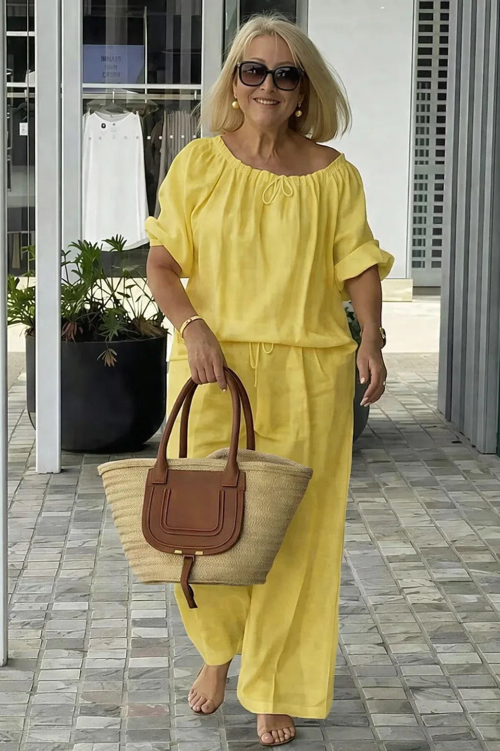 Women's Loose Drawstring Two-Piece Set