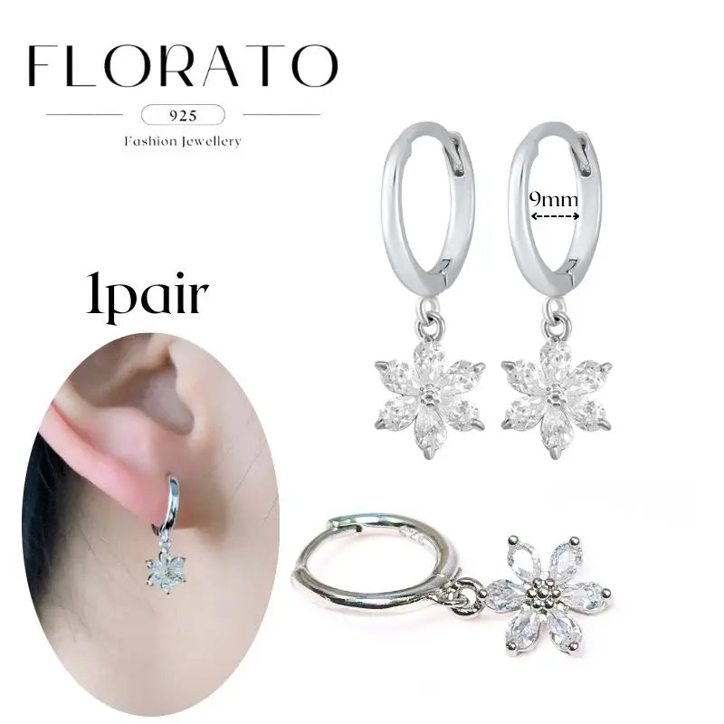 Sterling Silver Butterfly Pendant Hoop Earrings