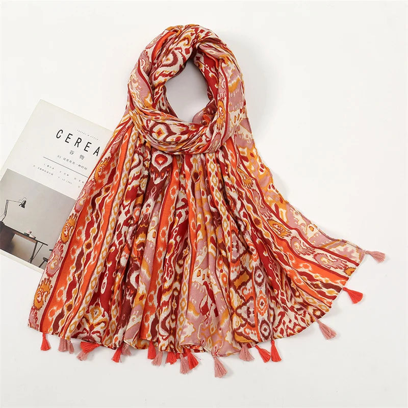 Aztec Floral Tassel Shawl Wrap