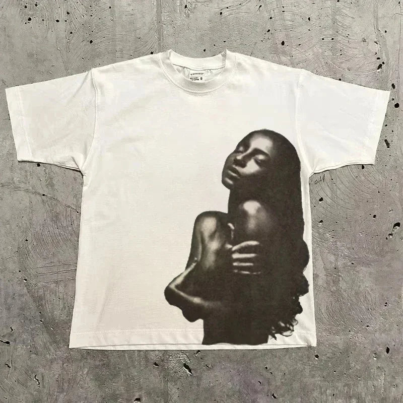 Unisex Vintage Photo Print Oversized Tee