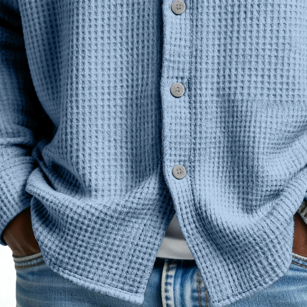 Men's Waffle Texture Button-Down Shirt