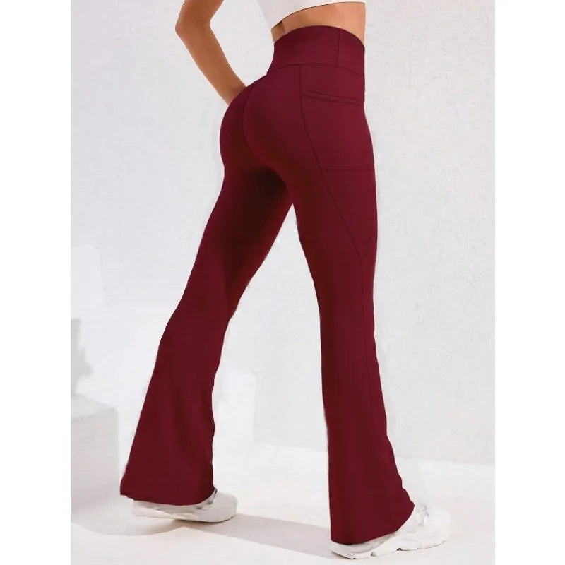 Women's High-Waist Flare Yoga Pants with Pockets