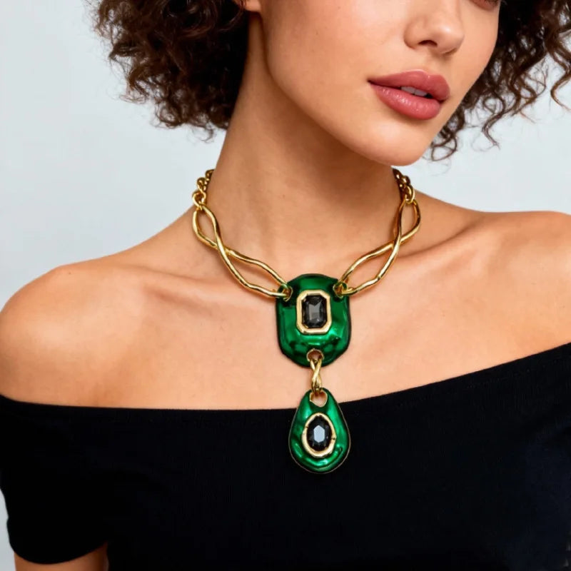 Women's Minimalist Geometric Gemstone Choker
