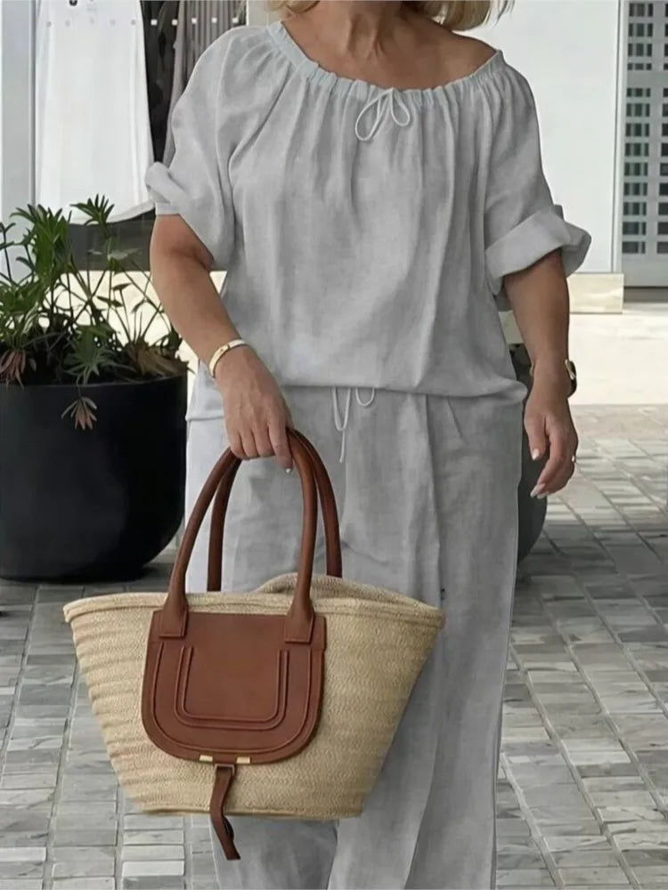 Women's Loose Drawstring Two-Piece Set