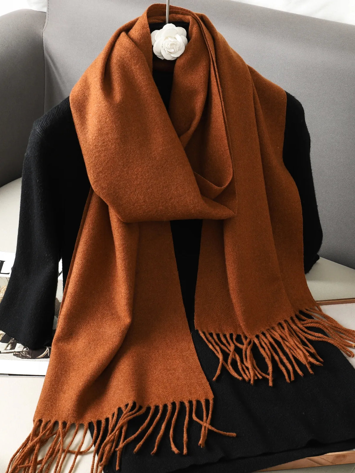 Women's Soft Pashmina Scarf with Tassels
