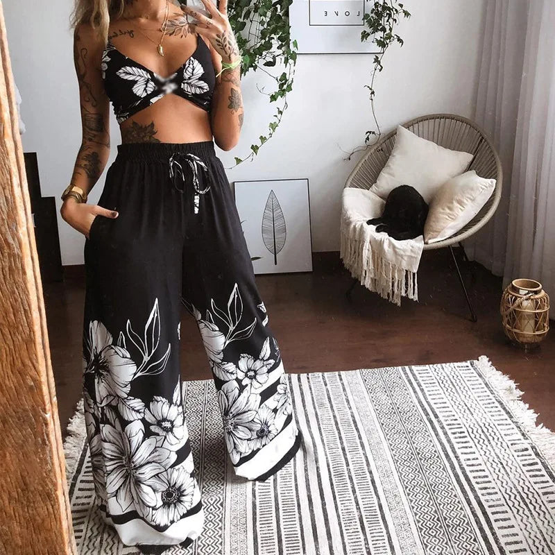 Women's Butterfly Print Two-Piece Set