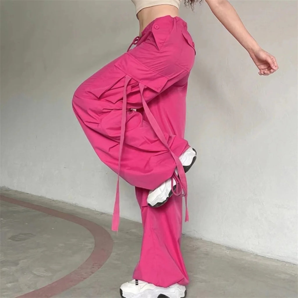 Women's Red Cargo Joggers