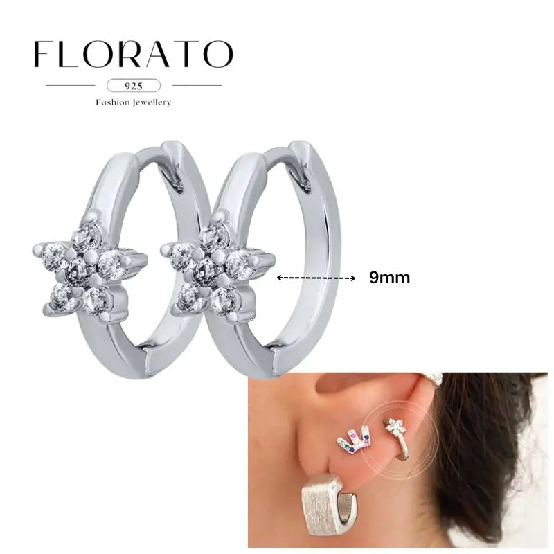 Sterling Silver Butterfly Pendant Hoop Earrings