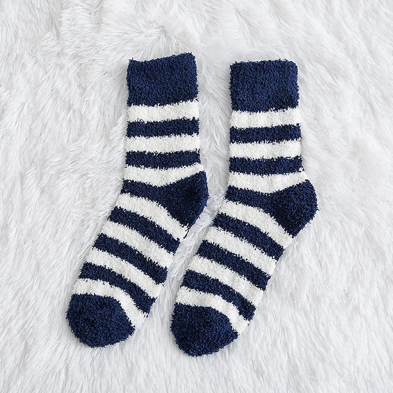 Men's Striped Fluffy Winter Crew Socks