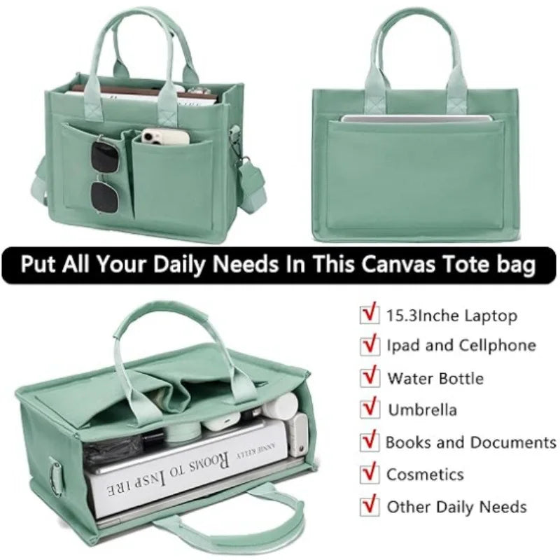 Women's Canvas Shoulder Bag with Zipper