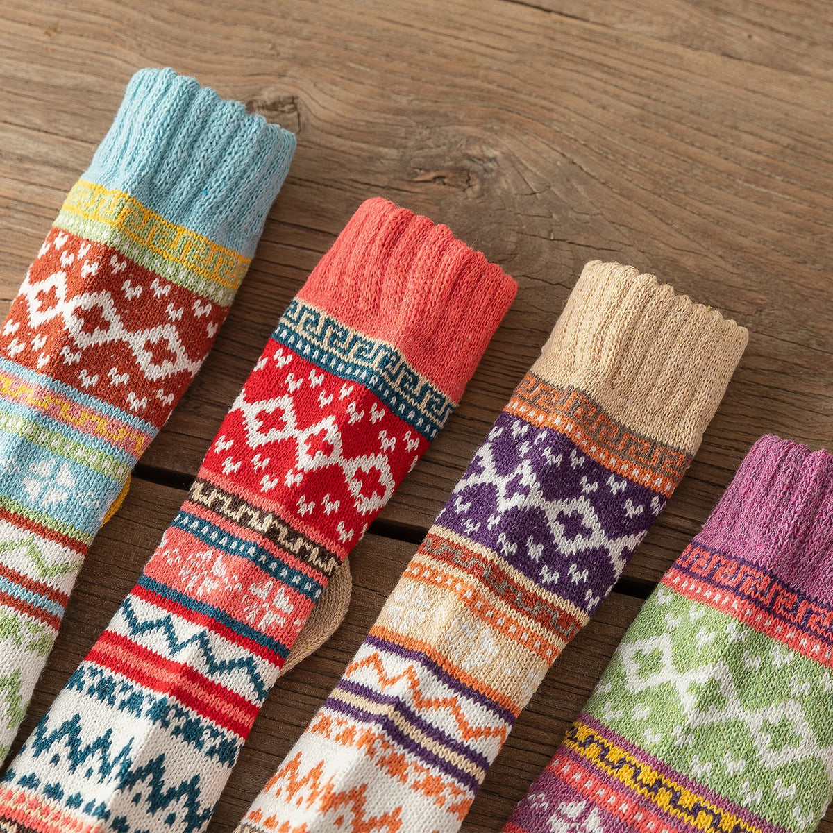 Women's Vintage Christmas Wool Socks, 5-Pack