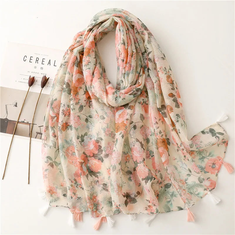 Aztec Floral Tassel Shawl Wrap