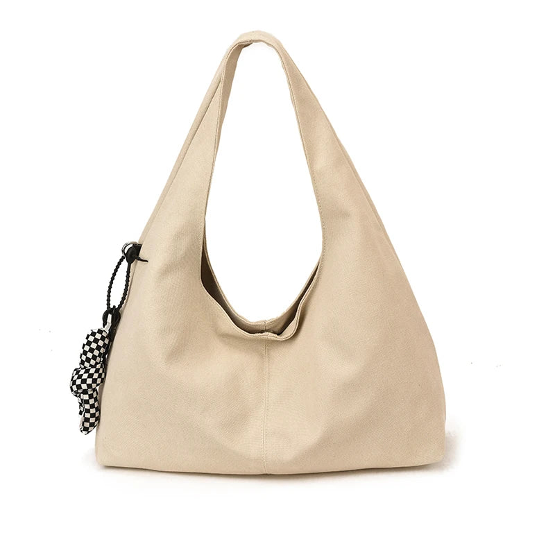 Women's Solid-Color Canvas Shopper Tote