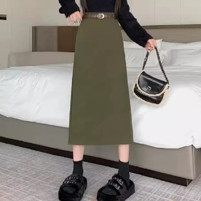 Corduroy Wraparound Midi Skirt